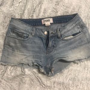 Light wash denim shorts